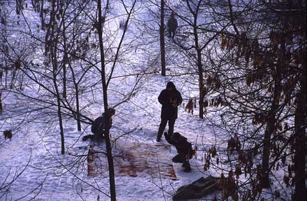 Teppichklopfen im Schnee